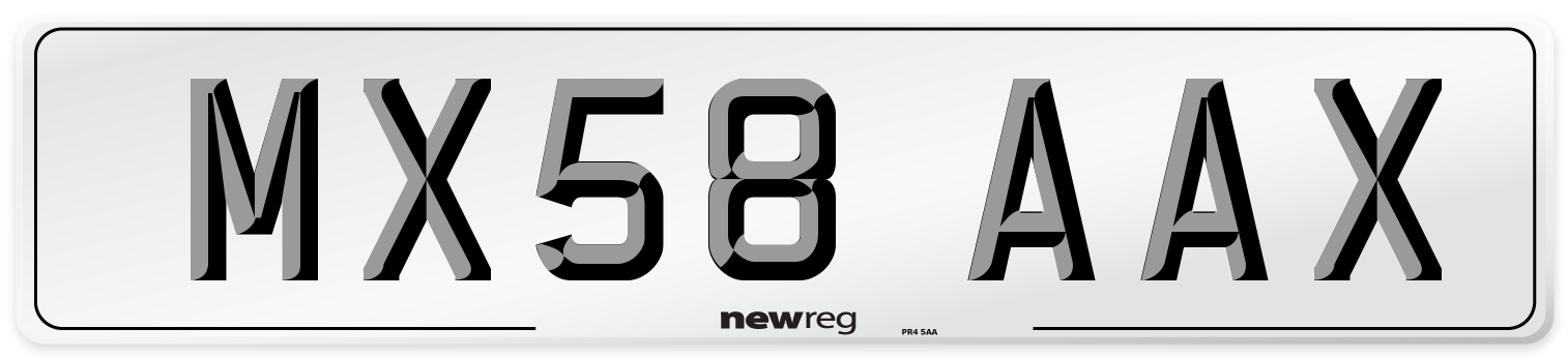 MX58 AAX Number Plate from New Reg